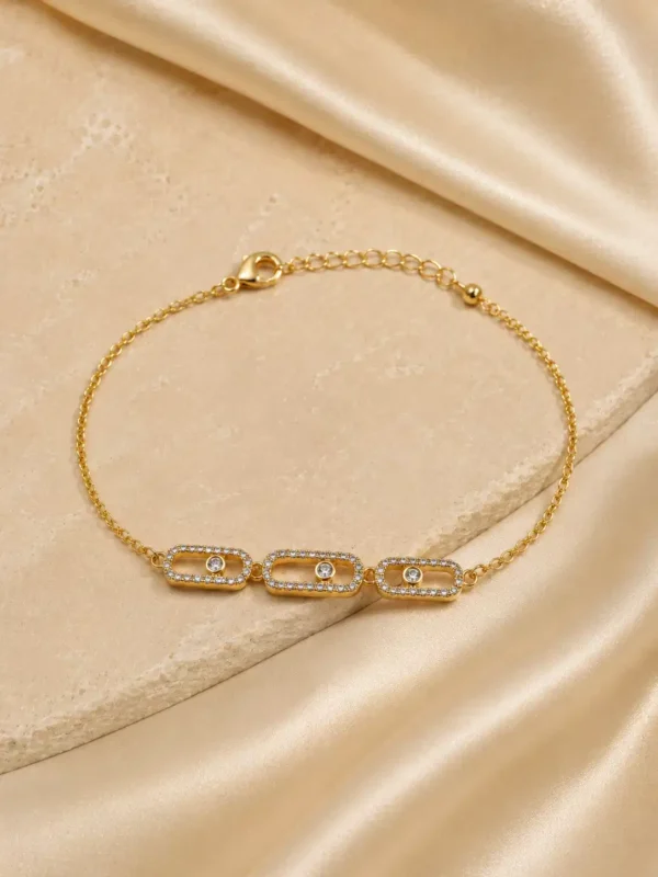 Full Aurelia gold crystal link bracelet with lobster clasp and adjustable extension chain
