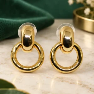 Anti-tarnish gold heart drop earrings with clear crystal detailing