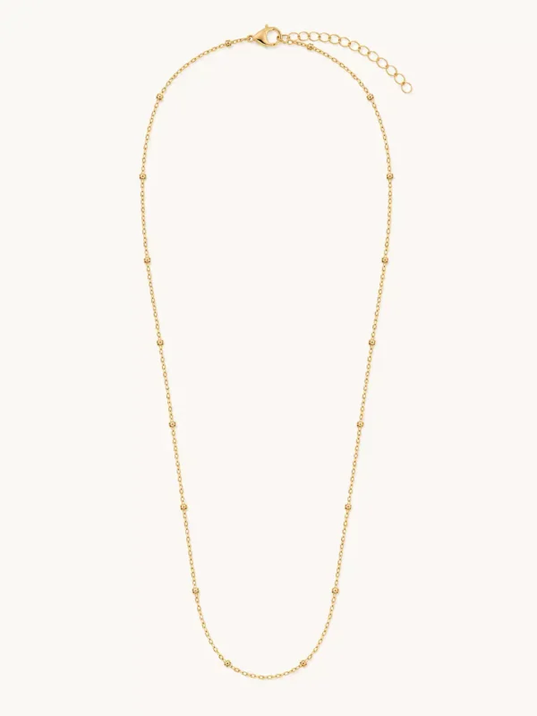 Evara dainty gold-tone tiny bead chain necklace with lobster clasp and adjustable extender