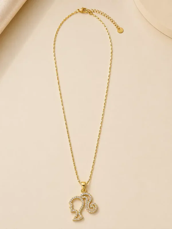 Muse anti-tarnish crystal silhouette pendant necklace for women with gold-tone chain, clear stones and adjustable extender
