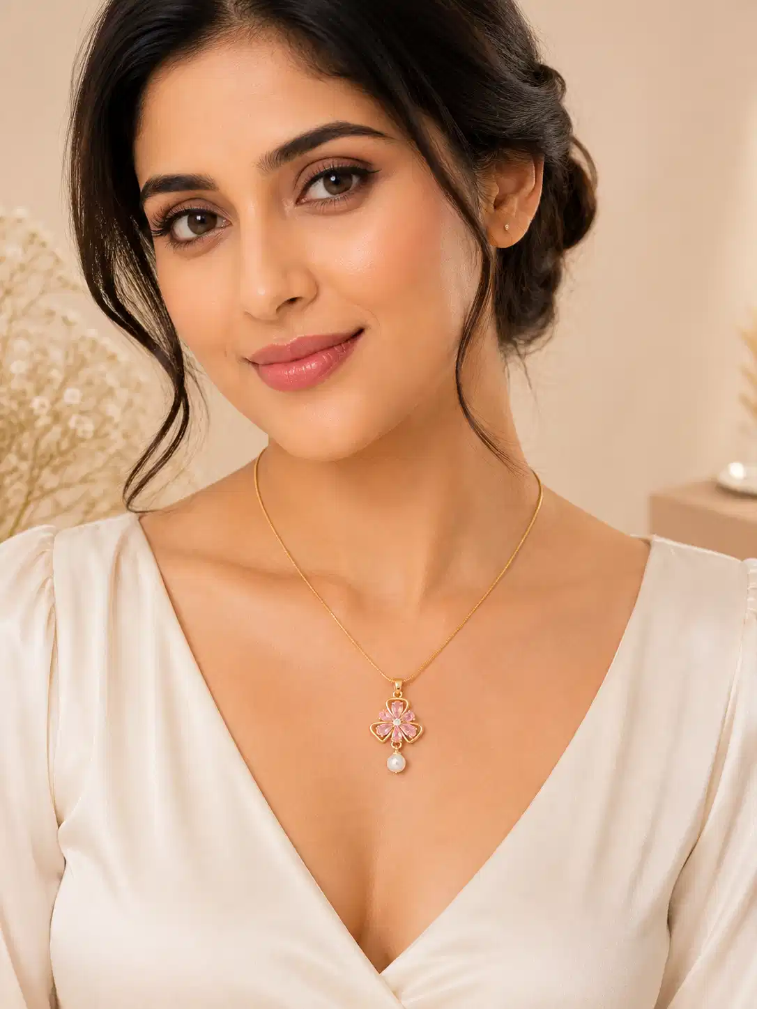 anti-tarnish-pink-crystal-flower-pendant-necklace