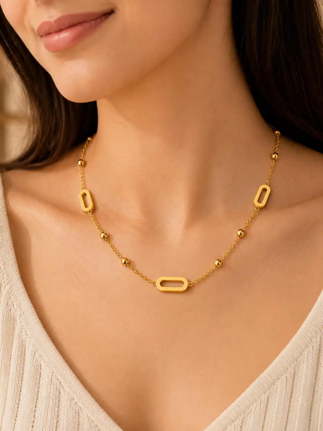 anti-tarnish-gold-link-bead-station-necklace